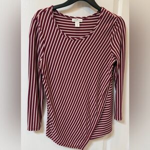 Jacklyn Smith Collection Striped Burgundy and White Women's Top. Size : Small